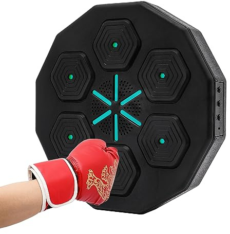DGJMuu Music Boxing Machine, Smart Bluetooth Boxing Machine Wall Mounted, Boxen Training Geräte mit Boxhandschuhen für Kinder, Erwachsene, Heimtraining, Fitnessstudio (Schwarz Rot)