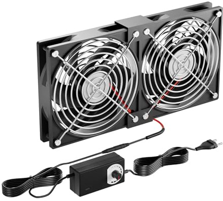 240mm PC-Lüfter, 12V Gehäuselüfter mit Netzstecker & stufenlosem Drehzahlregler (2750 RPM) - Leiser, leistungsstarker Lüfter für Computer, Server, TV,Gaming-PC,AV Kabine,Router