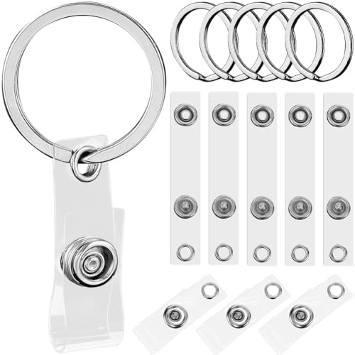 SOFPLATE 30 set di Anelli Porta Badge Identificativi Clip per Badge Identificativi Trasparenti Clip A Scatto con Occhiello Portachiavi di Ricambio In Metlega Retrattile Trasparente Accessori per Targh