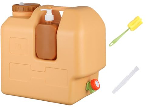 Caraffa d'acqua da campeggio da 30 litri con beccuccio, senza BPA, a prova di perdite, con bocca larga e bottiglia per lavare le mani, per campeggio, escursionismo, picnic, camper e uso di emergenza