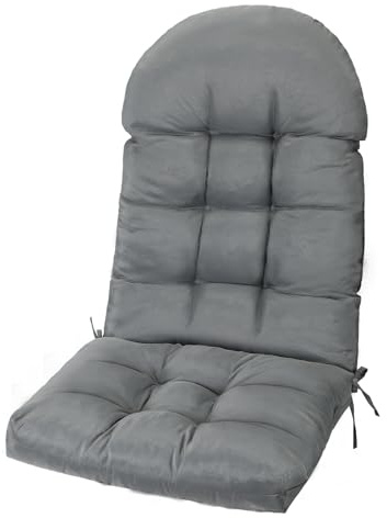 FAMIROSA Outdoor Sitzkissen Stuhlkissen, Hohe Rückenlehne Adirondack Stuhlkissen, Wasserdicht & UV-beständig, Schaukelstuhlauflage mit Bändern, 1-teiliges Polster für Terrasse (Dunkelgrau)