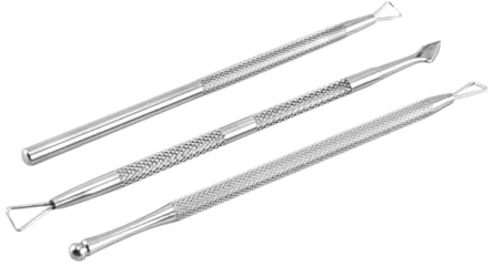 Outanaya 3pièces Outil Double Face Métal pour Manucure et Pédicure Fourche à Cuticules Ongles Polissoir