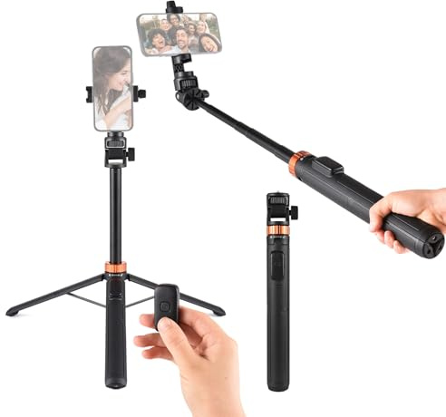 ERYUE Trépied Universel pour Appareil Photo, Perche à Selfie avec Support de Téléphone Rotatif à 360 °, Support de Trépied Extensible pour Perche Selfie Enregistrement Vidéo en Streaming en Direct
