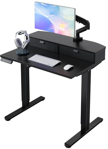 HUANUO Standing Desk with Drawers, 80x53cm, Black