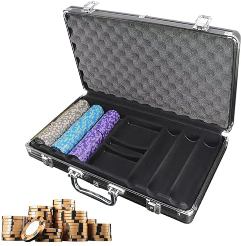 Maletín de póker de Aluminio genérico – Negro Mate, Capacidad 300 fichas | de Almacenamiento para Adultos, Jugadores, Amigos, Amantes, entusiastas, Accesorios de Juego ordenados de Forma Segura