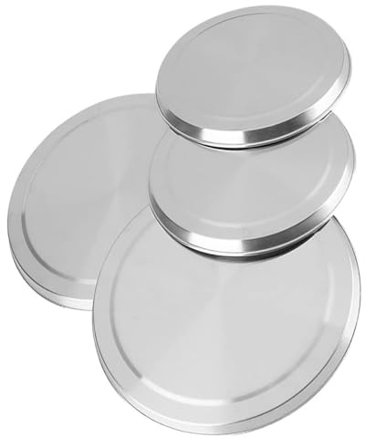 Alipis Lot de 4 Couvre-plaques Ronds en Acier Inoxydable pour Brûleurs Électriques Gaz, Protection, Design Moderne Argenté Cuisine
