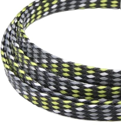 Kabelschlauch 1/5/20/50M Erweiterte Geflechthülle PP-Baumwollgarn 4 8 12mm Weichdrahtwicklung Isolierter Kabelschutz Leitungsbaum Kabelmantel(Yellow White Grey,4mm,5 Meters)