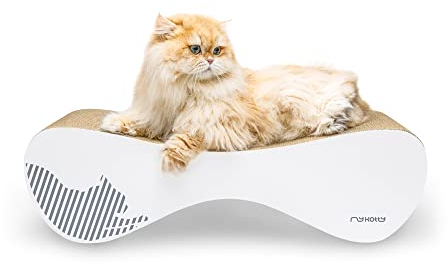 myKotty Stabile Kratzbank VIGO – Robustes Kratzmöbel für anspruchsvolle Katzen – Perfekt für Spielen, Liegen & Kratzen – Sicher & Ungiftig – 71x21x25 cm – Weiß