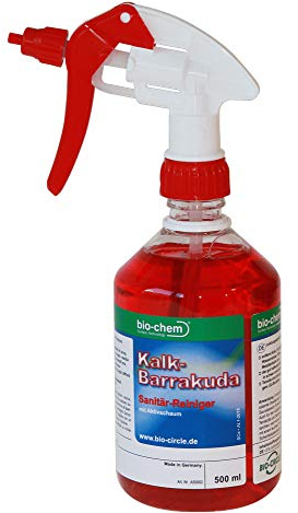 Bio-chem KALK BARRAKUDA Nettoyant pour salle de bain et sanitaire avec buse en mousse 500 ml Nettoyant anti-calcaire Nettoyant urinoir Nettoyant pour salle de bain