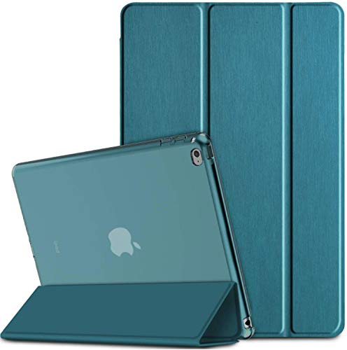EasyAcc Hülle Kompatibel mit iPad Air 2 A1566/A1567 | Ultra Dünn Transluzent Matt Rückseite Abdeckung mit Auto aufwachen/Schlaf,Pfauenblau