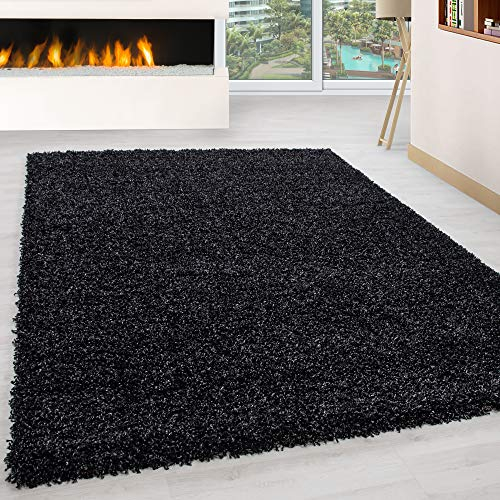KADIMA DESIGN MODERNER HOCHFLOR Teppich IFE 100% PP.Shaggy 30MM Floor HÖHE 160 X 230 cm RECHTECK ANTHRAZIT 1500