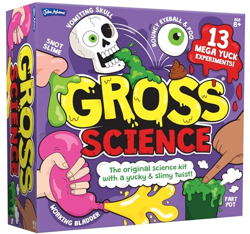 John Adams, Gross Science Experiment Kit: Fun Filled Experiments with a Yucky and Slimy Twist, Science and Stem Toys, Ages 8+, Red