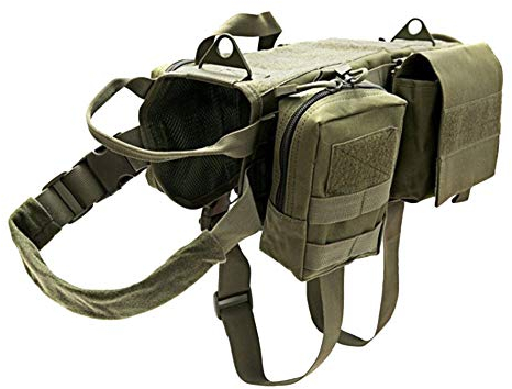 Taktisches Hundegeschirr, Molle Trainingsweste,Verstellbar, Outdoor-Trainingsgeschirr mit 3 abnehmbaren Taschen, taktisches Hundegeschirr Army XL