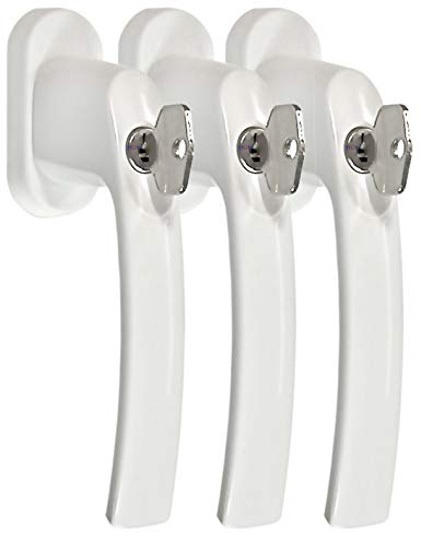 Fenstergriff Set FG 7 Weiss abschließbar 3 Stück Rasterolive Fensterbeschlag Fenstergriffe