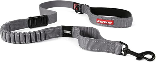 EzyDog Zero Shock - Bungee Dog Leash, Shock Absorbing - 48-Inch, Gray