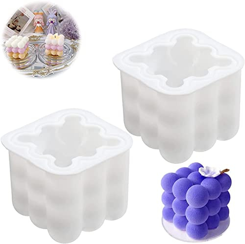 3D Cubo de Silicona Molde, 2 piezas Moldes para Hacer Velas, Moldes para Velas Silicona, para Hacer Velas Perfumadas, Jabones Artesanales, Helados, Chocolate y Otras Manualidades