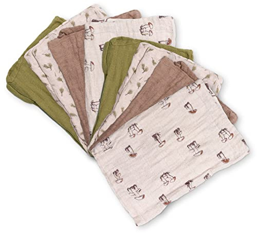 Pippi Baby 8er Pack Spucktücher aus Bio-Baumwolle mit verschiedenen Motiven