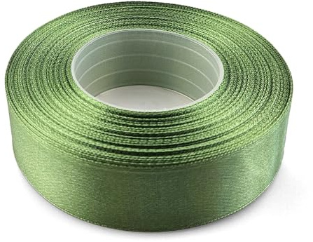 Netuno 1x Satinband Khakigrün 25 mm x 32 m Schleifenbänder bunt Geschenkbänder farbig Dekobänder Stoff Geschenk Schleife Satinrolle Polyester Soffbänder Schmuck Bänder farbig silk ribbon