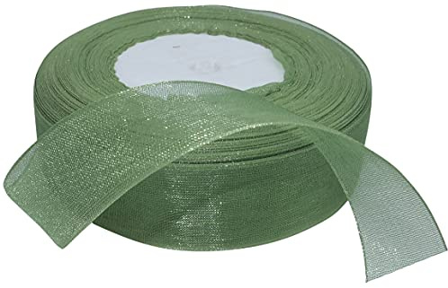 AERZETIX - C50810 - Organzaband glänzender dekorativer organza - 20mm x 45 meter - militärgrün - kreative projekte nähkunst geschenkverpackung zur geburtstagsfeier