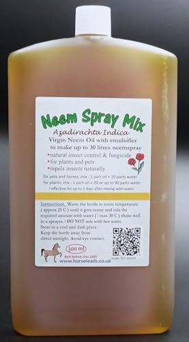 Neem Oil Spray Mix 300 ml for Plants and Pets, Makes up to 30 liters Spray, by Horse Leads
