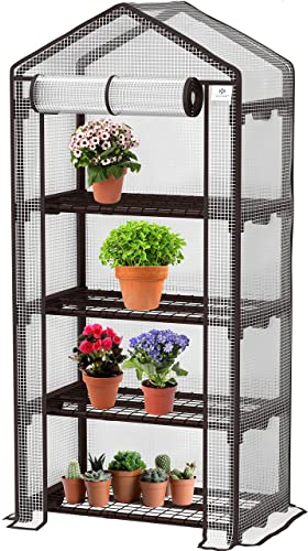 KESSER® Premium Serra in Foglio Serra a 4 Livelli - 69 x 50 x 158 cm Serra a 4 Ripiani - Balcone da Giardino salvaspazio e propagatore di Alta qualità Stabile e Facile da Montare