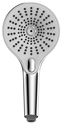 WENKO Duschkopf Ultimate Shower, Handbrause mit 3 Funktionen, spritzwasserarm und leise in der Funktion, aus Kunststoff mit ½“ Universalanschluss, für Durchlauferhitzer geeignet, Ø 13 cm, Chrom/Weiß