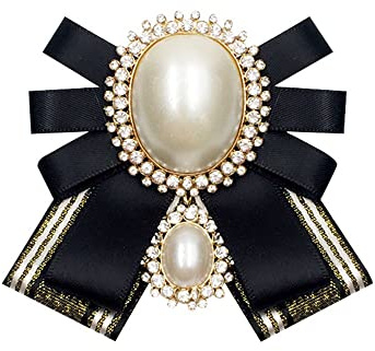 LUMoony 1Pcs Damen Schleifenbrosche mit Strass Vintage Broschennadeln Schleifenbrosche Bowknot Perle Brosche Brosche für Party, Dekoration,Hochzeiten, Mit Röcken,Hemden,Hüte