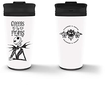 Pyramid International Nightmare Before Christmas Metal Travel Mug (Cheers to Fears Design) 16oz, Metal Travel Mug in Presentation Gift Box - Official Merchandise