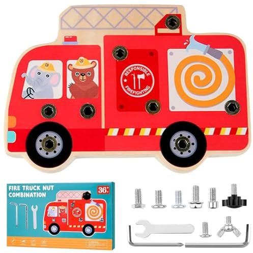 Montessori Holz Schraubbrett, Feuerwehr Spielzeug, Schrauben Spielzeug | Holzspielzeug, Motorikspielzeug, Geeignete Geschenke für 3 4 5 6 Jahre Alte Mädchen und Jungen, Montessori Spielzeug