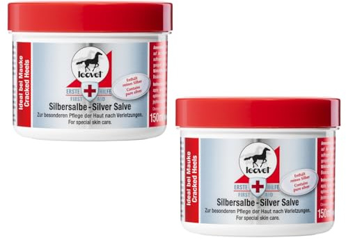 RL24 – leovet Silbersalbe – Haut- & Hufpflege – 2 x 150 ml (2er Set) | Pferdesalbe mit Silber & Zink – Pferdebalsam – Salbe mit hochwertigen Pflanzenölen – Wundsalbe ideal bei Mauke