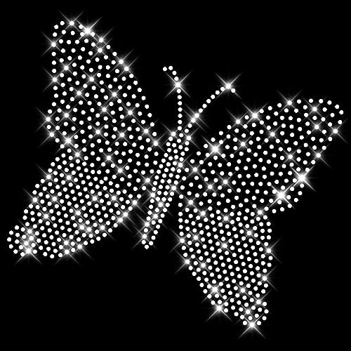 Glitzerdeals Bügelbilder Karneval Strass V3 Schmetterling kristall ausgefüllt Umriss Aufbügler für Textilien Schmetterlinge Bügelmotiv Schmetterling Fasching Aufbügler