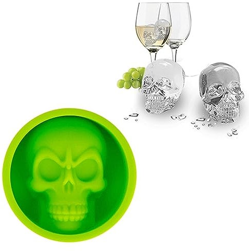 König Design Silikon Eiswürfelform Totenkopf Skull Eiswürfel EIS für Whiskey Wein Bar Party, Farbe:Grün