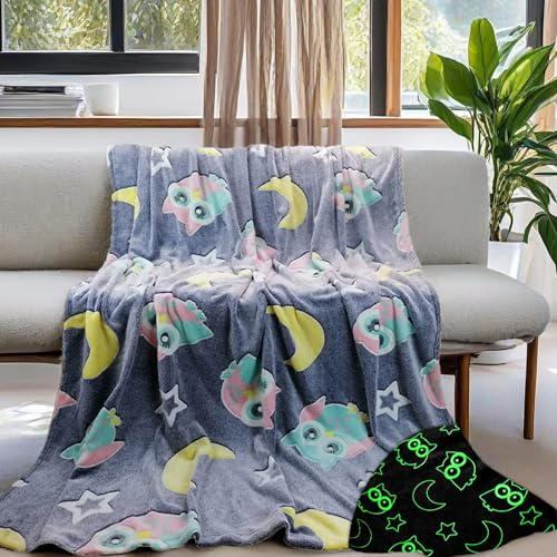Kuscheldecke für Kinder, Decke Leuchtend Im Dunkeln Kuscheldecke Geschenke Jungs Kinder, Super Weiche und Warme Decke(Tiere, 150x200 cm)