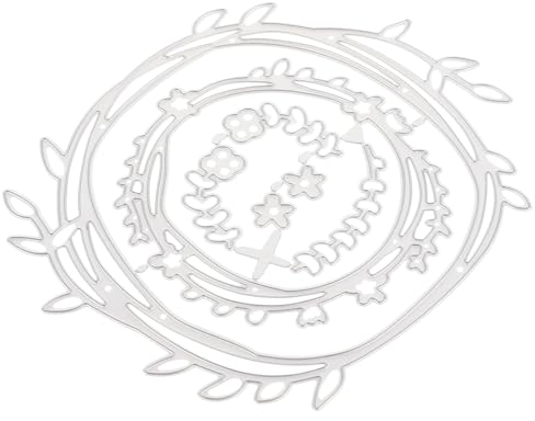 NUOBESTY 4 Stück Kranz Sterben Prägewerkzeug Party DIY Stanzformen Dekorative Papierschablone Bastelvorlage Party-stanzformen Blumenkranz Vorlage Metall Kohlenstoffstahl Stanzen