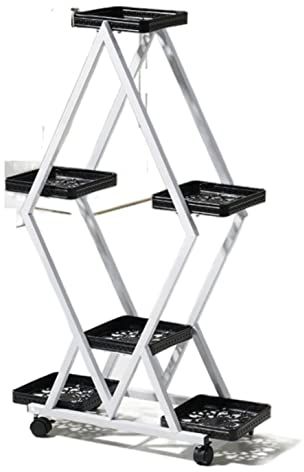 ASHSDI Blumenregal Indoor Metall-Pflanzenständer Mit Rädern Balkon Bodenstehender Blumenständer Drinnen Und Draußen Blumenregal Display Rack (Color : C, Size : 64 * 27 * 106cm)