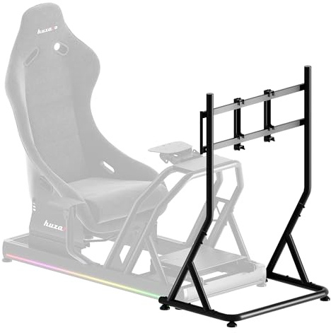 huzaro Speed 9.1 | Simracing Monitor Stand TV Stand Ständer Bodenständer | VESA 75x75 100x100 200x100 200x200 300x200 400x200 mm | für 32 bis 55 Zoll | bis zu 50kg | Höhenverstellbar | Schwarz