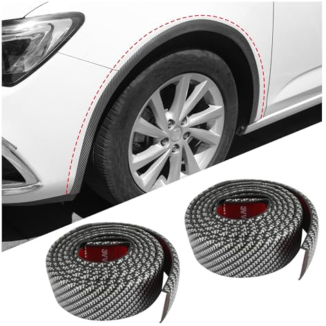 2PCS Trim Protector with Strong Adhesive, Carbon Fiber Flares Sticker for Wheel Eyebrow Protection & Car Decorations, Universal Flares for Most Door Trunk Hood