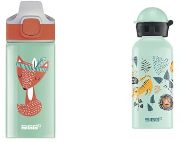 SIGG Miracle Peaceful Kinder Trinkflasche (0.4 L) & Alu Trinkflasche Kinder - KBT Jungle TZZ - Auslaufsicher - Federleicht - BPA-frei - Klimaneutral Zertifiziert - Hellgrün- 0,4L