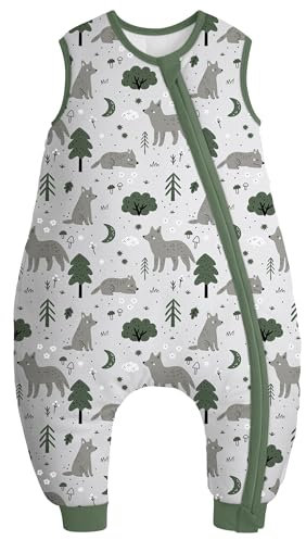 Yoofoss Schlafsack Baby mit Füßen Socken 2.5 Tog Winter Baby Schlafsack mit Beinen Baumwolle Warm Babyschlafsack für 18-36 Monate Kinder Jungen Mädchen 80 cm- Fuchs