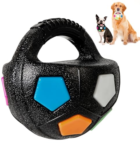 YOOGAO Pet Pelota de Juguete para Perros con asa, Juego de lanzar y Buscar, Pelota interactiva para Que los Perros jueguen, Flotante chirriante (Negro)