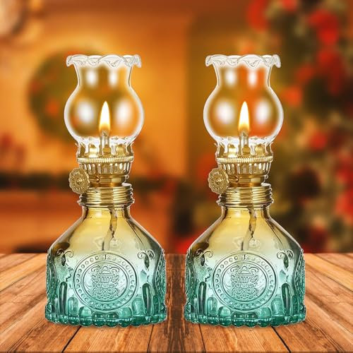Lampada A Olio Di Vetro,2 Pezzi Lampada A Olio Per Interni,Lanterna Ad Olio In Vetro,Lampada A Olio Decorativa Antivento Per Soggiorno,Sala Da Pranzo,Decorazione Decorativa