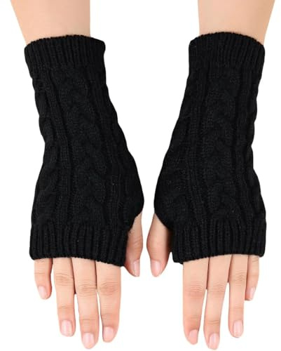 JEYORZY Damen Fingerlose Handschuhe Thicken Strick Pluswärmer Handstulpen,Herbst Winter Kurzer Armstulpen Mädchen,Gestrickte fingerlose handschuhe,dehnbare Handschuhe Fingerlos