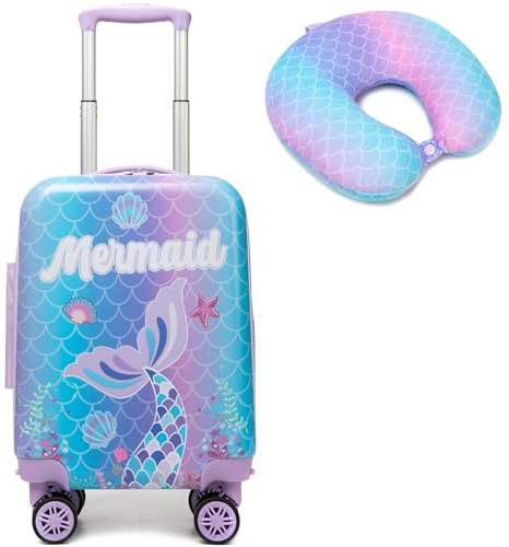 HTgroce Suitcase for Kids Teens Hard Shell Luggage Travel Case with 4 Wheels Extendable Handle Travel Essentials for Holiday Travel School