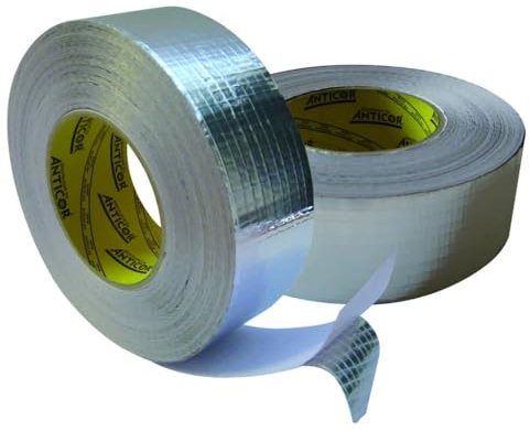 ANTICOR Aluminio 353 Selbstklebendes Aluminiumband verstärkt mit Gittergewebe 48 mm x 45 m für Lüftungs- und Klimaanlagen