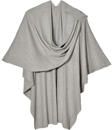 Shmily Girl Damen Poncho Schal Cashmere Feeling Strick Cape Cardigan Für Frauen Geschenk Für Mutter (Grau)