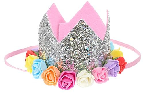 TOYANDONA für Geburtstage Zahlen 0-9 Partykrone für Jungen und Mädchen Silberfarben Zartes Blumen-design