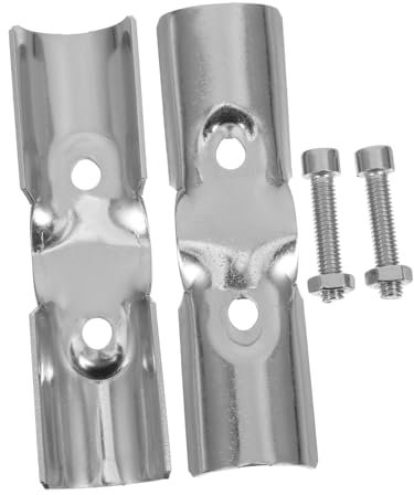 HOMSFOU 2pcs Stainless Steel Pipe Joint Connectors for Fence Heavy Duty Pipe Clamp End Rail Connectors Suitable for Closet Rod Corner Display Shelf