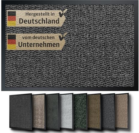 EMPA® Hochwertige Fußmatte, Made in Germany, Schwarz, 60 x 80 cm, für Innen & Außen, robust - waschbar - umweltfreundlich, flach & wasserdicht