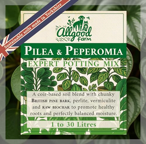 Allgood Farm Pilea & Peperomia Soil - Expert Potting Soil Mix for Chinese Money Plant, Baby Rubberplant, String of Turtles (1 Litre)