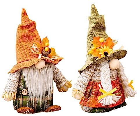 IMIKEYA Ornement de Poupée GNOME d'automne en Lot de 2pcs Camping, Décorations de Gnomes de Thanksgiving en Coton PP et Gravier, pour Sofa et Décoration Intérieure